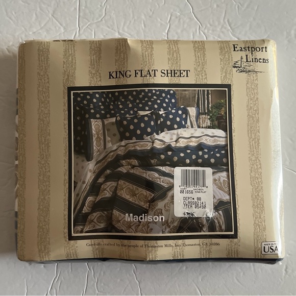 VTG Eastport Linens King Flat Sheet New in Package Madison Floral Made In USA - Picture 3 of 5